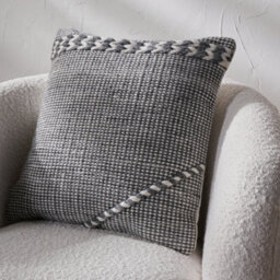 Pacific Lifestyle Indoor And Outdoor Grey And White Plaited Stripe Scatter Cushion - thumbnail 1