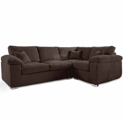 Furnishings For Less UK Delta Large Chocolate 4 Seater Corner Sofa Right Hand Facing Jumbo Cord L Shape