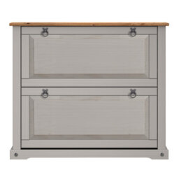 Mercers Furniture Corona Grey Wax 2 Shelf Shoe Rack Chest Storage Hallway Solid Wood Mexican Pine Wooden - thumbnail 4