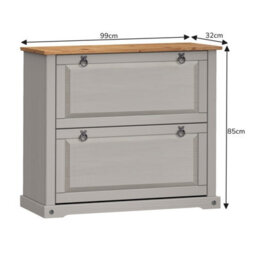 Mercers Furniture Corona Grey Wax 2 Shelf Shoe Rack Chest Storage Hallway Solid Wood Mexican Pine Wooden - thumbnail 5