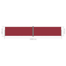 Berkfield Retractable Side Awning Red 180X1000 Cm - thumbnail 8