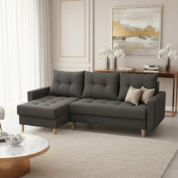 Bodo Modern Scandi Sofa Comfortable Fabric Upholstered Settee Minimalist 3 Seater Couch For Living Room Dark Grey - thumbnail 2
