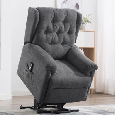 More4Homes Barnsley Fabric Electric Dual Motor Riser Rise Recliner Lift Mobility Tilt Armchair Charcoal - image 1