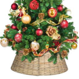 Wickerfield 3 Panel Natural Wash Wicker Christmas Tree Skirt H21 X Dia60Cm - thumbnail 3