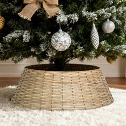 Wickerfield 3 Panel Natural Wash Wicker Christmas Tree Skirt H21 X Dia60Cm - thumbnail 6