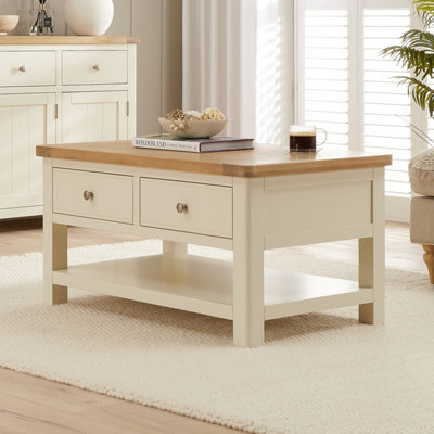 The Furniture Market Marbury Cream 2 Drawer Coffee Table - image 1