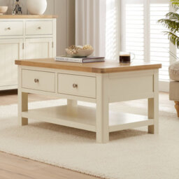 The Furniture Market Marbury Cream 2 Drawer Coffee Table - thumbnail 1