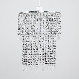 Valuelights Modern Chrome Acrylic Bead Effect Silver Ceiling Light Shade (D)22Cm - thumbnail 4
