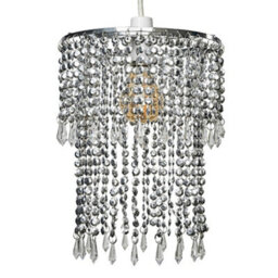 Valuelights Modern Chrome Acrylic Bead Effect Silver Ceiling Light Shade (D)22Cm - thumbnail 2