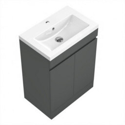 Sline 600mm Matte Anthracite Bathroom Vanity Unit  With Basin  Double Door Floor Standing Design Flat Packed - thumbnail 5