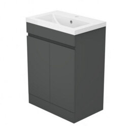 Sline 600mm Matte Anthracite Bathroom Vanity Unit  With Basin  Double Door Floor Standing Design Flat Packed - thumbnail 7