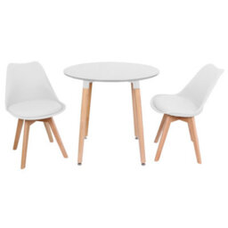 Life Interiors Halo Round Dining Set With White Table And 2 White Chairs - thumbnail 1