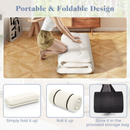 Costway Foldable Tatami Mat Floor Futon Mattress Roll Up Sleeping Pad W/ Washable Cover, Small Double/double/king Size - thumbnail 8
