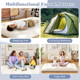 Costway Foldable Tatami Mat Floor Futon Mattress Roll Up Sleeping Pad W/ Washable Cover, Small Double/double/king Size - thumbnail 9