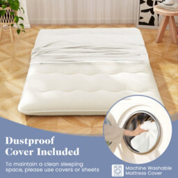 Costway Foldable Tatami Mat Floor Futon Mattress Roll Up Sleeping Pad W/ Washable Cover, Small Double/double/king Size - thumbnail 6
