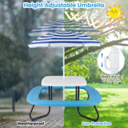 Gainoom Kids Picnic Table White Hdpe Outdoor Table W/height Adjustable Umbrella - thumbnail 6
