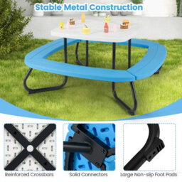 Gainoom Kids Picnic Table White Hdpe Outdoor Table W/height Adjustable Umbrella - thumbnail 8