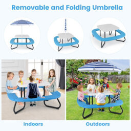 Gainoom Kids Picnic Table White Hdpe Outdoor Table W/height Adjustable Umbrella - thumbnail 5