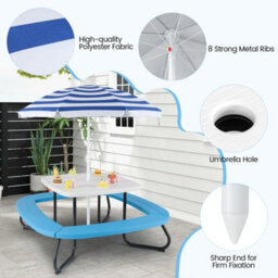 Gainoom Kids Picnic Table White Hdpe Outdoor Table W/height Adjustable Umbrella - thumbnail 7