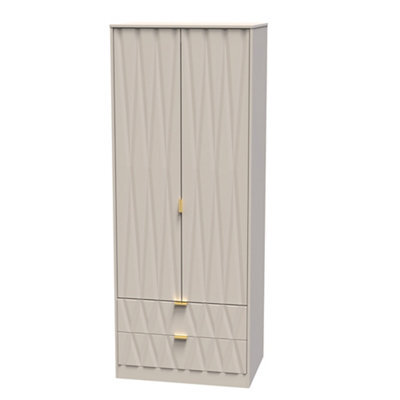 Pesaro Ready Assembled Contemporary Matt Cashmere 2 Drawer Tall Double Wardrobe (H)1970mm (W)740mm (D)530mm - image 1