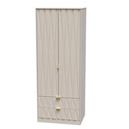 Pesaro Ready Assembled Contemporary Matt Cashmere 2 Drawer Tall Double Wardrobe (H)1970mm (W)740mm (D)530mm - thumbnail 1