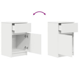 Berkfield Bedside Cabinet White 39X35X65 Cm Engineered Wood - thumbnail 9