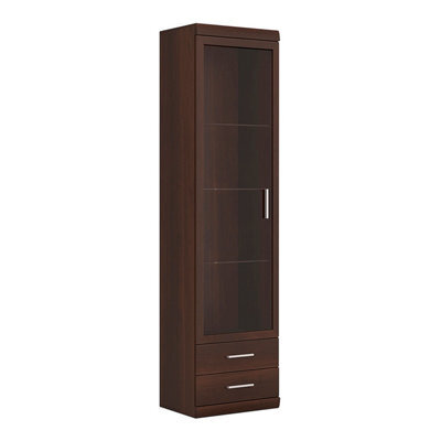 Furniture To Go Imperial Tall Glazed 1 Door 2 Drawer Narrow Cabinet In Dark Mahogany Melamine - image 1