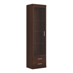 Furniture To Go Imperial Tall Glazed 1 Door 2 Drawer Narrow Cabinet In Dark Mahogany Melamine - thumbnail 2