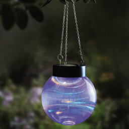 Hanging Solar Powered Ball Light - Waterproof Plastic Round Sphere Outdoor Garden Lantern Lamp Lighting - 14Cm Dia With 26Cm Chain - thumbnail 2