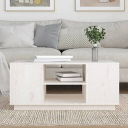 Berkfield Coffee Table White 90X49X40.5 Cm Solid Wood Pine - thumbnail 3