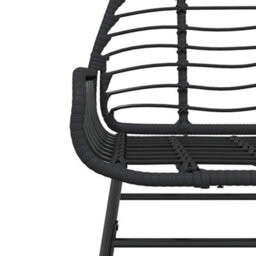 Berkfield 3 Piece Garden Dining Set Black Poly Rattan Glass - thumbnail 6