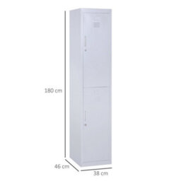Wyld Haus Marino 180Cm Light Grey Steel Tall Locker Cabinet With Two Lockable Compartments And Internal Shelves - thumbnail 4