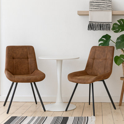 Wyld Haus Madrid Tan Upholstered Dining Chairs Set Of 2 With Black Steel Legs - image 1