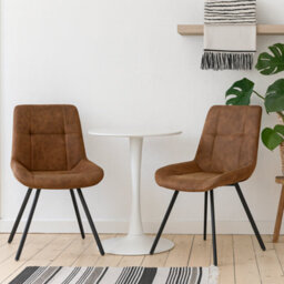 Wyld Haus Madrid Tan Upholstered Dining Chairs Set Of 2 With Black Steel Legs - thumbnail 1