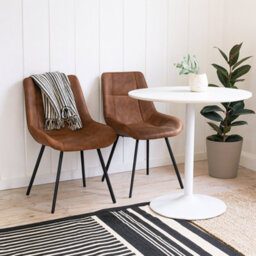 Wyld Haus Madrid Tan Upholstered Dining Chairs Set Of 2 With Black Steel Legs - thumbnail 2