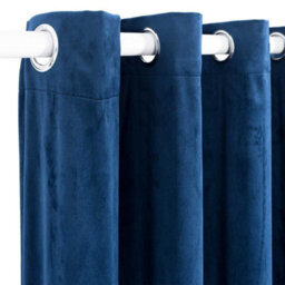 Berkfield Blackout Curtain With Metal Rings Velvet Dark Blue 290X245 Cm - thumbnail 4
