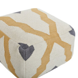 Wyld And Coco Woolcraft Hand-Knitted Pouffe, Beige And Yellow, Square 60 X 40 Cm - thumbnail 3