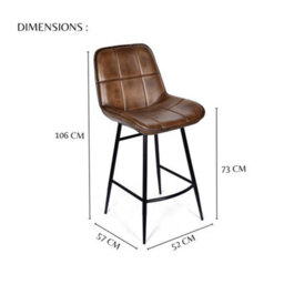 Elm Home And Garden 100% Real Genuine Leather Breakfast Kitchen Bar Stool Tan Brown With Back Rest - thumbnail 6