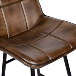 Elm Home And Garden 100% Real Genuine Leather Breakfast Kitchen Bar Stool Tan Brown With Back Rest - thumbnail 5