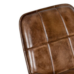 Elm Home And Garden 100% Real Genuine Leather Breakfast Kitchen Bar Stool Tan Brown With Back Rest - thumbnail 4