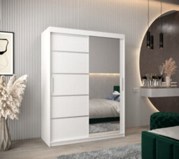 Arte Verona 02 Contemporary 2 Mirrored Sliding Door Wardrobe 5 Shelves 2 Rails White Matt (H)2000mm (W)1500mm (D)620mm - thumbnail 2
