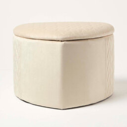 Homescapes Arundel Heart-Shaped Velvet Footstool With Storage, Cream - thumbnail 3