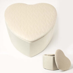 Homescapes Arundel Heart-Shaped Velvet Footstool With Storage, Cream - thumbnail 1