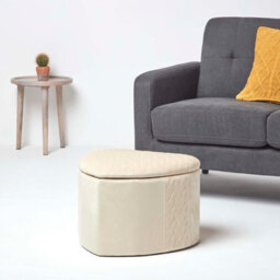 Homescapes Arundel Heart-Shaped Velvet Footstool With Storage, Cream - thumbnail 5