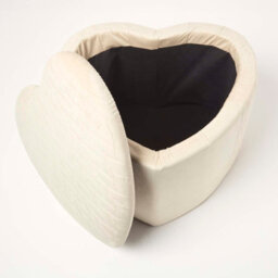 Homescapes Arundel Heart-Shaped Velvet Footstool With Storage, Cream - thumbnail 8