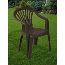 Plastic Garden Chairs Low Back Armchair Outdoor Camping Furniture Stack Patio Brown Chair - thumbnail 1