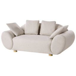 Beliani Fabric Living Room Set Light Beige With Rubberwood Legs, 3-Piece Sofa And 2 Armchairs (L189 X D87 X H75 Cm) - thumbnail 3