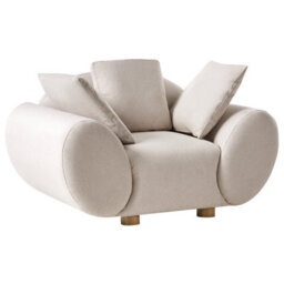 Beliani Fabric Living Room Set Light Beige With Rubberwood Legs, 3-Piece Sofa And 2 Armchairs (L189 X D87 X H75 Cm) - thumbnail 6