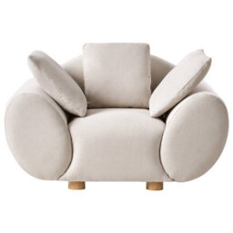 Beliani Fabric Living Room Set Light Beige With Rubberwood Legs, 3-Piece Sofa And 2 Armchairs (L189 X D87 X H75 Cm) - thumbnail 7