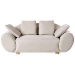 Beliani Fabric Living Room Set Light Beige With Rubberwood Legs, 3-Piece Sofa And 2 Armchairs (L189 X D87 X H75 Cm) - thumbnail 4